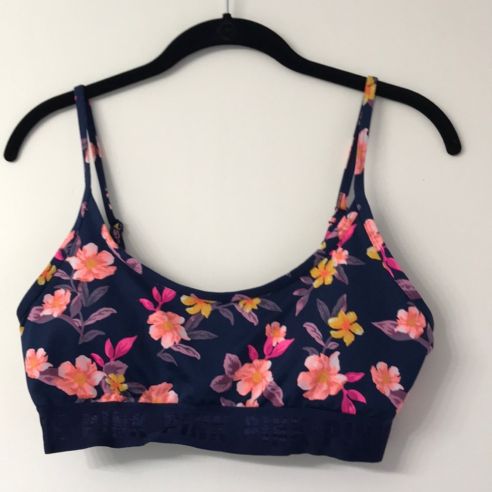 VS Pink Blue Floral Sports Bra